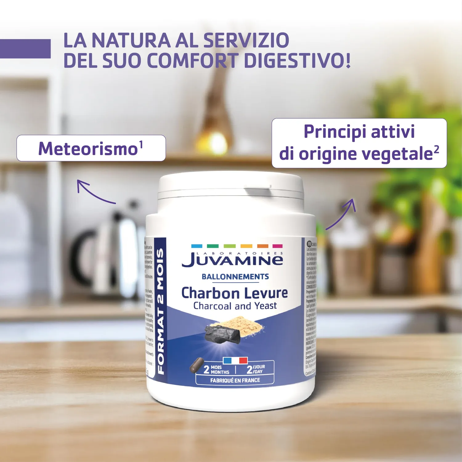 Juvamine Carbone Lievito di Birra Capsule Digestione 2 mesi