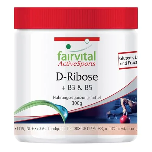Fairvital D-Ribosio Polvere 300 g con B3 e B5 vegano