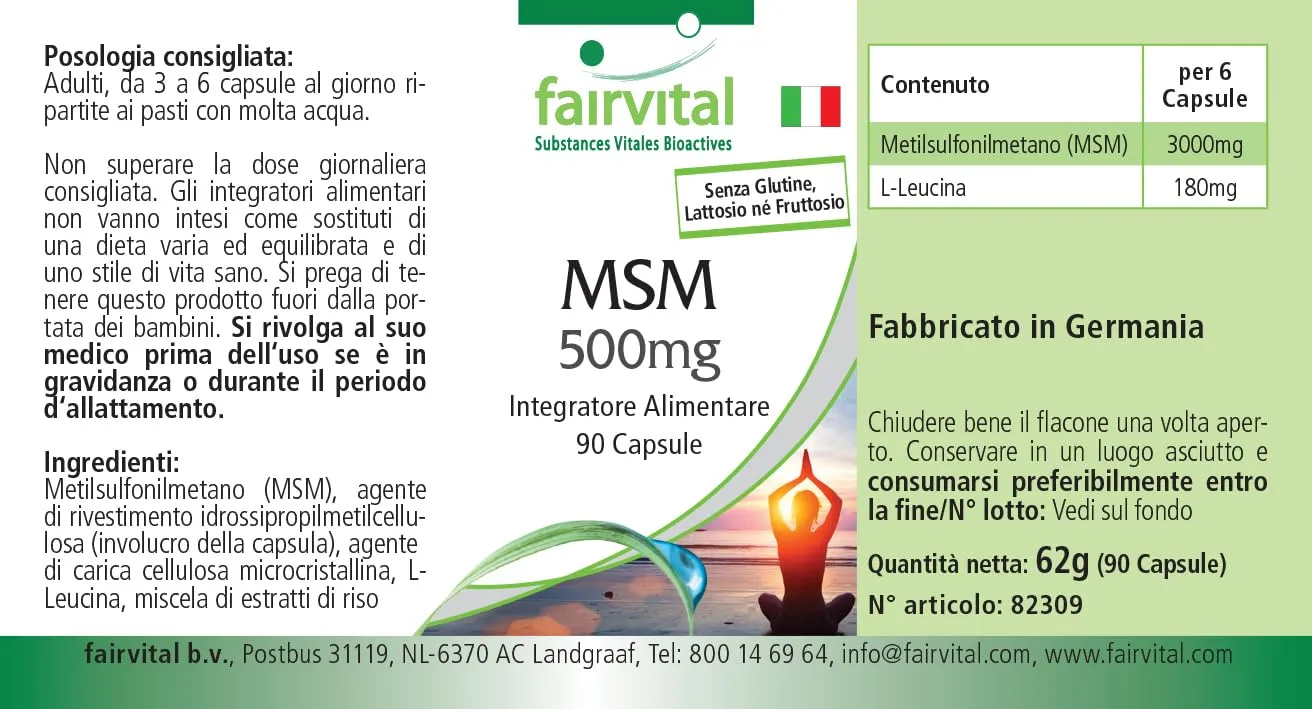 Fairvital MSM 500 mg capsule 90 pezzi alto dosaggio