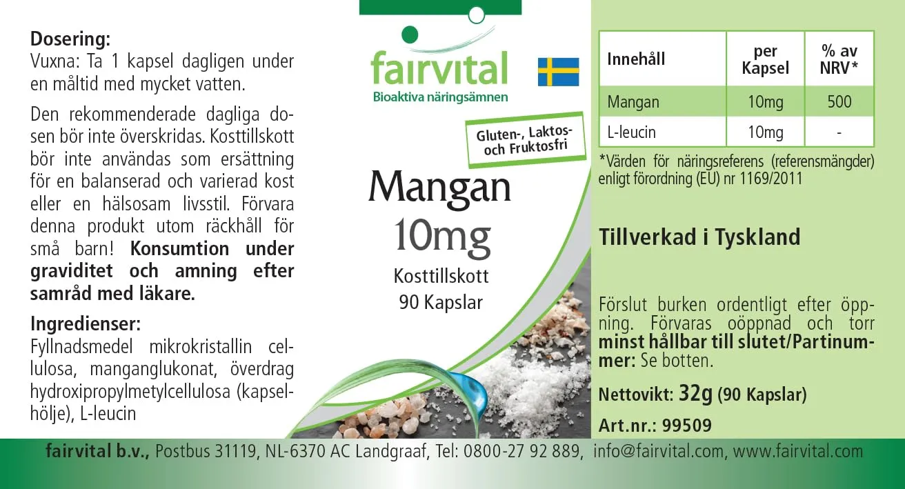 Fairvital Manganese 10 mg capsule 90 capsule vegane dosaggio alto