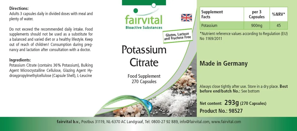 Fairvital Citrato di Potassio Capsule 270 pz Alto Dosaggio