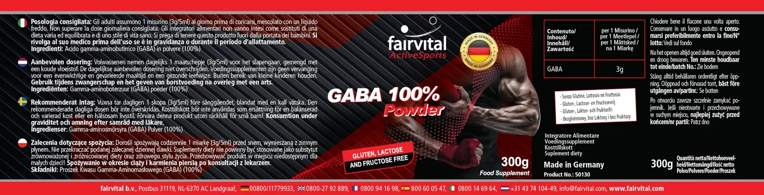 Fairvital GABA puro polvere 300 g acido gamma-aminobutirrico