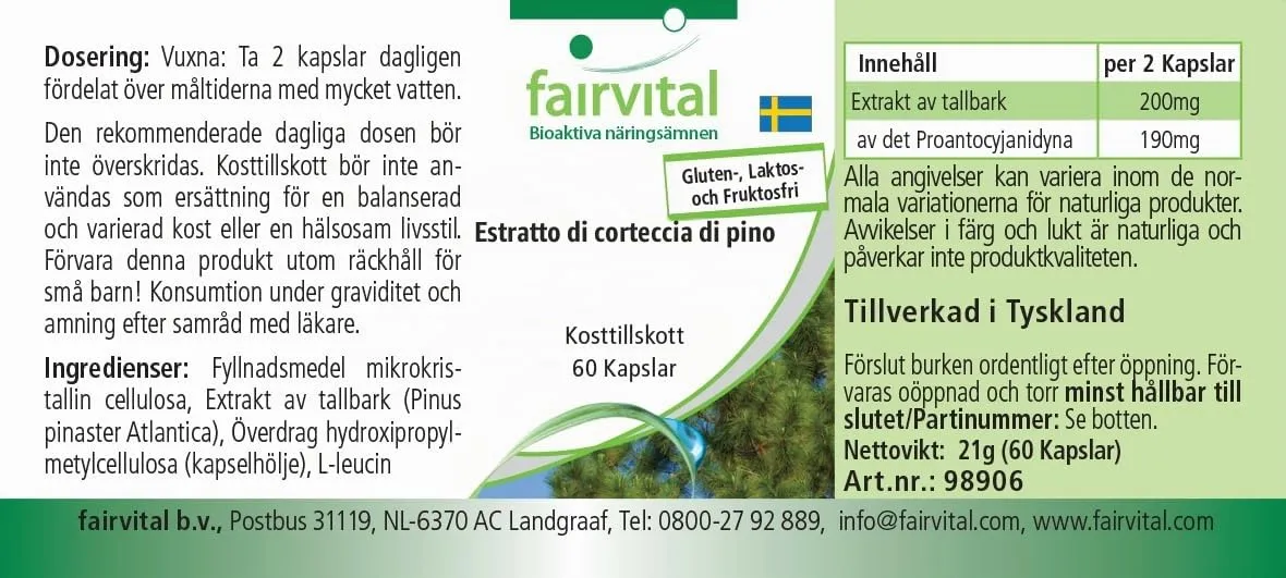 Fairvital Corteccia di Pino Capsule 60 pz OPC 95%