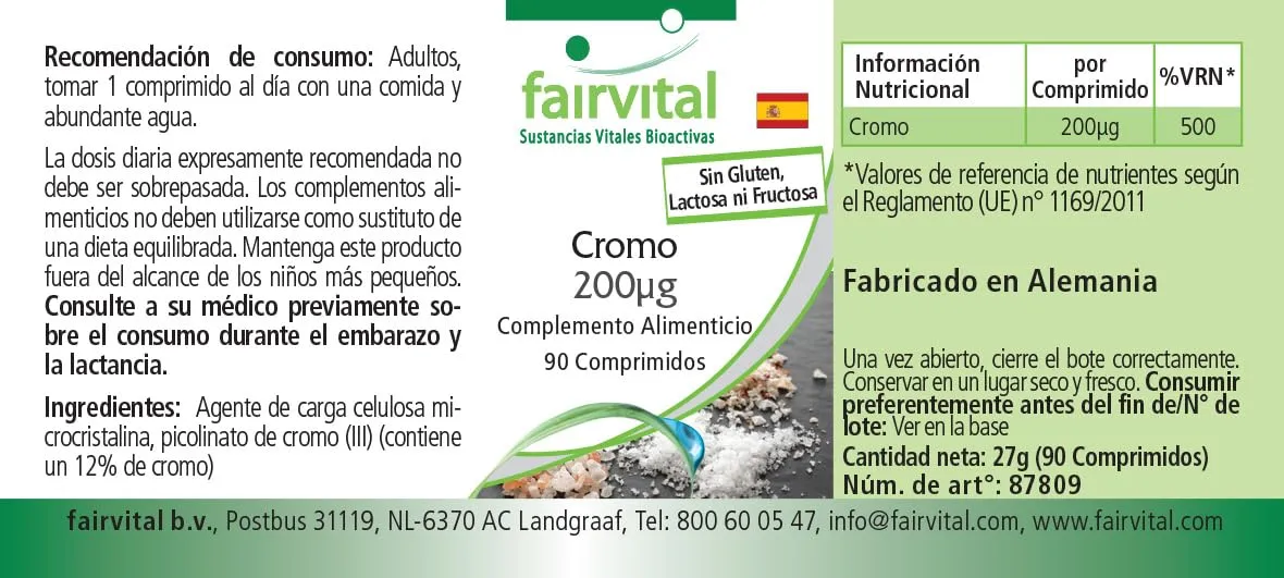 Fairvital Cromo 200 mcg compresse 90 compresse picolinato