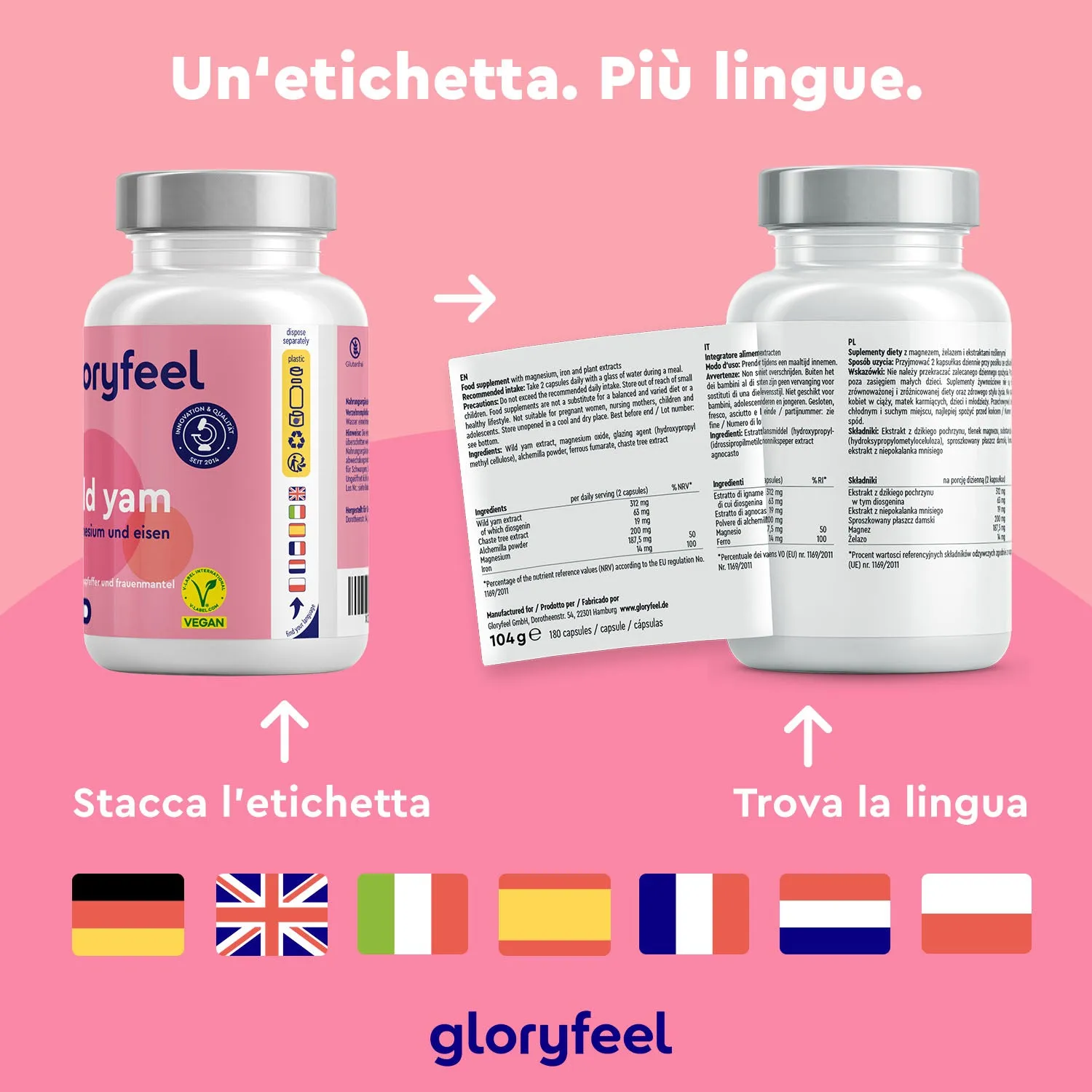 gloryfeel Wild Yam capsule igname agnocasto ferro