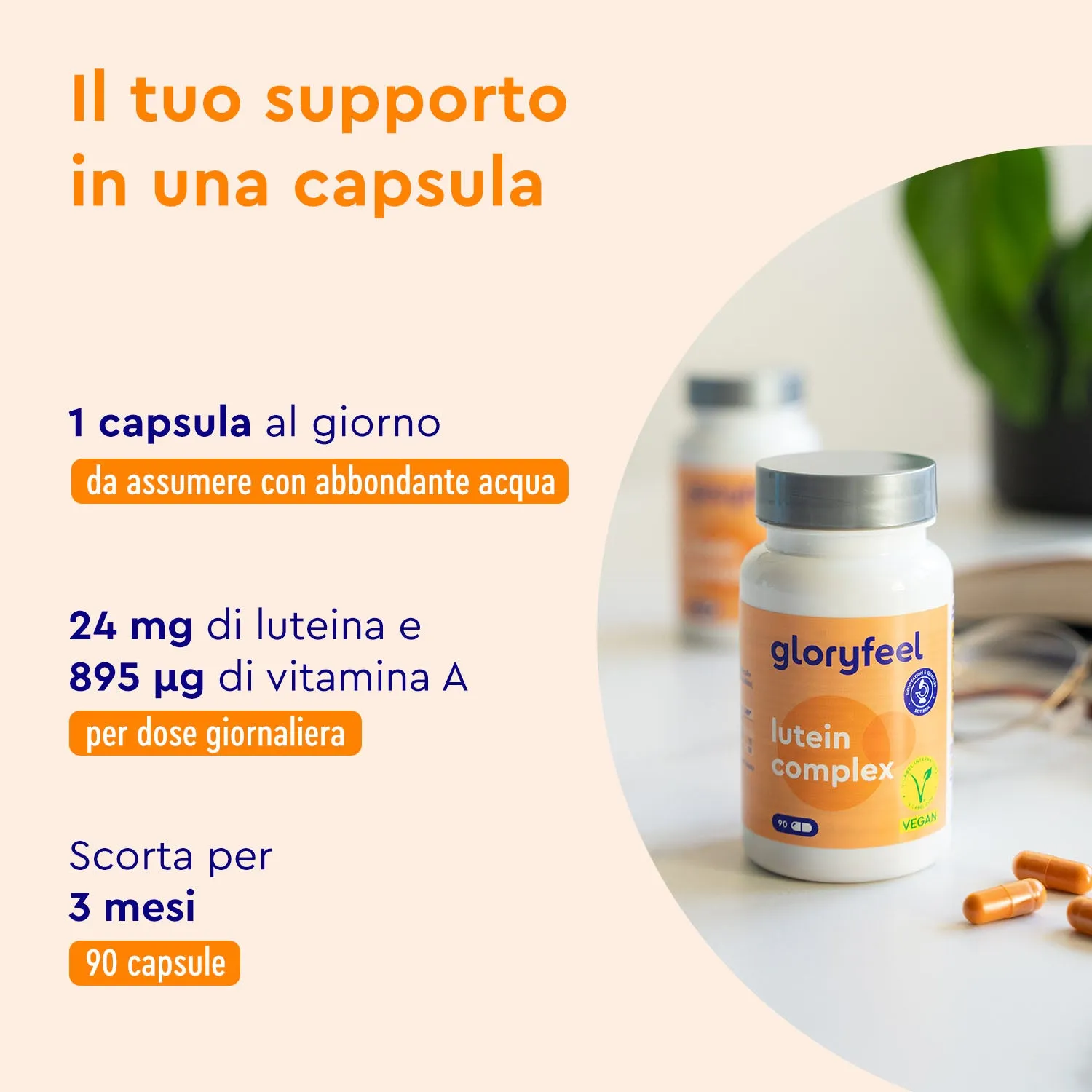 gloryfeel Luteina Capsule con Zeaxantina vegane