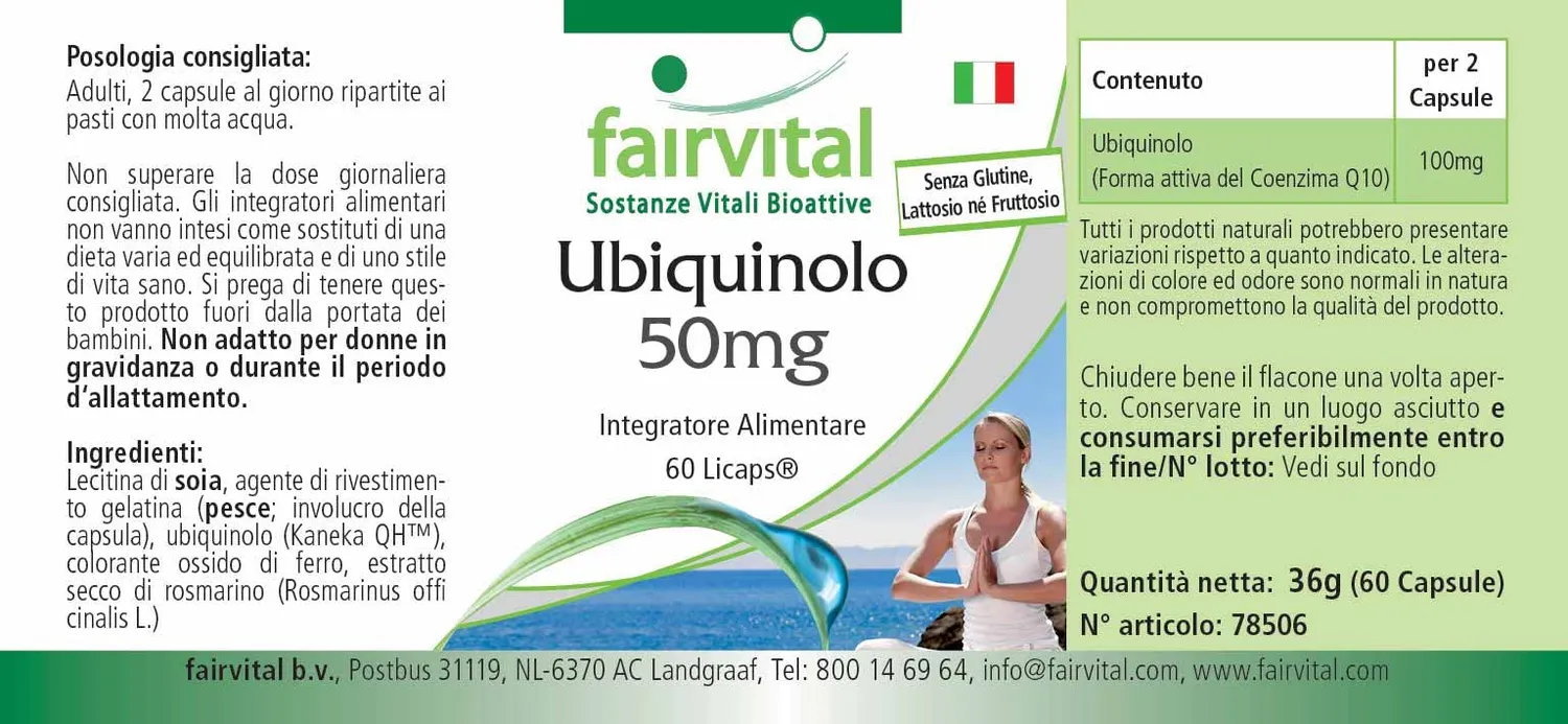 Fairvital Ubiquinolo 50 mg capsule 60 pezzi Kaneka QH energia