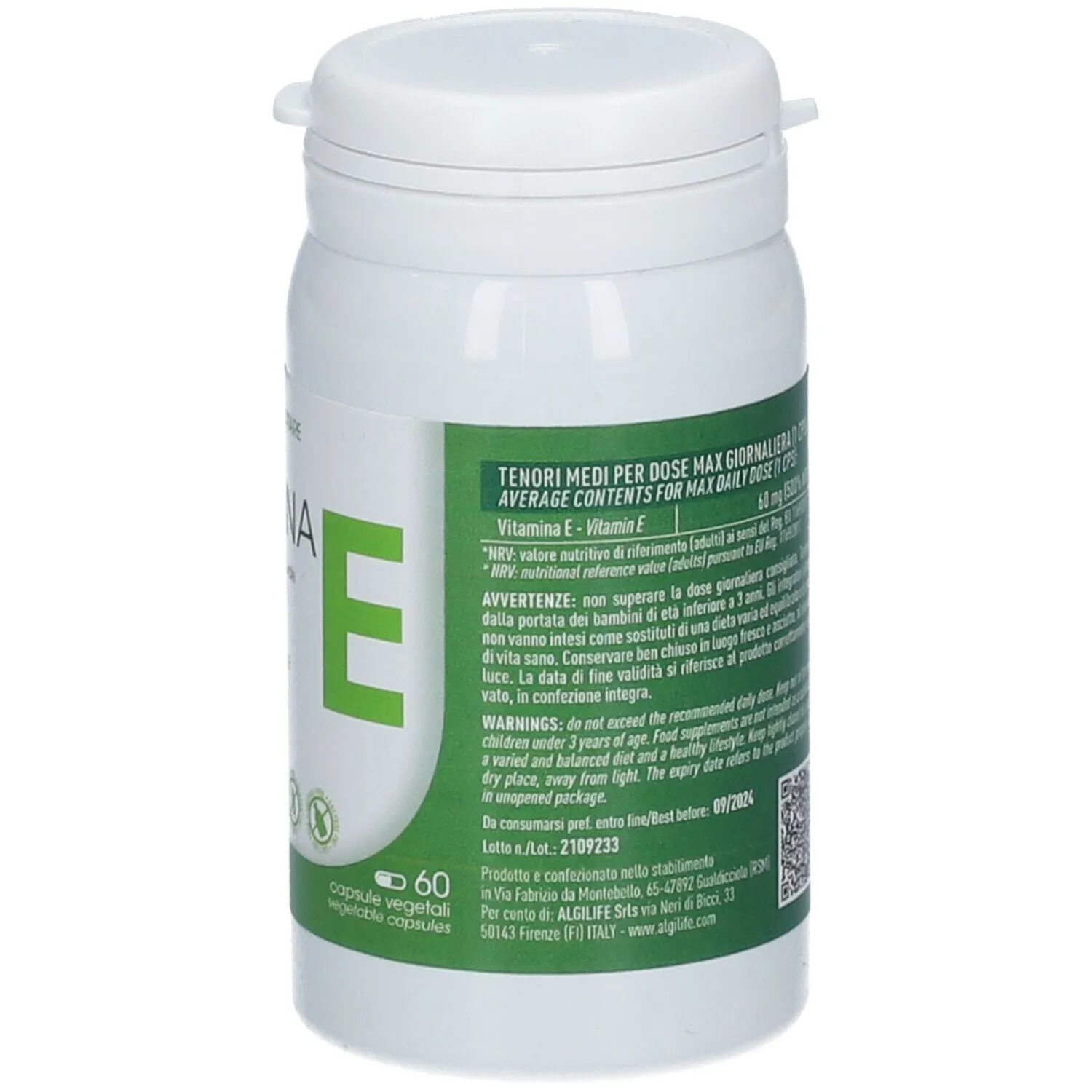 Algilife Vitamina E Naturale 60 Capsule Antiossidante