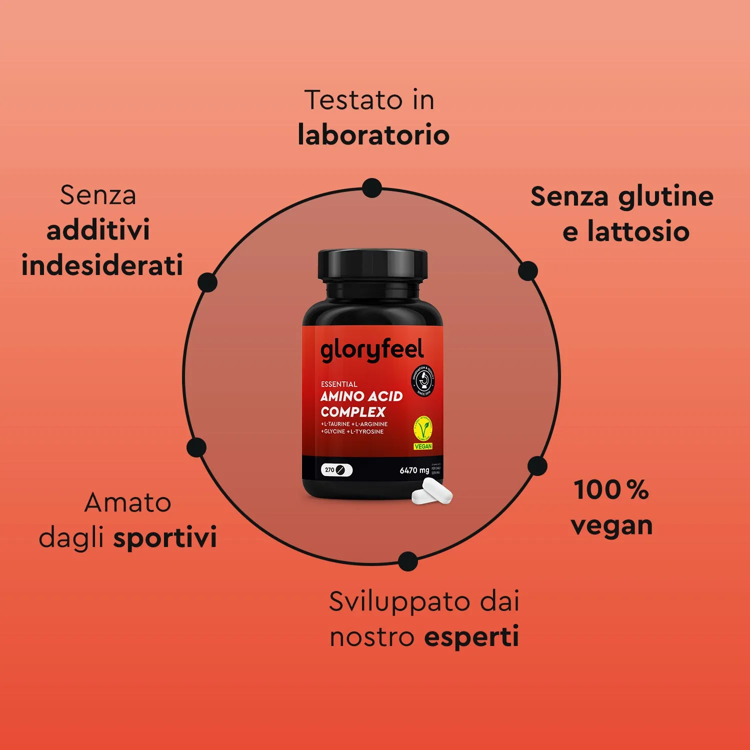 gloryfeel Aminoacidi Complex integratore essenziali con taurina