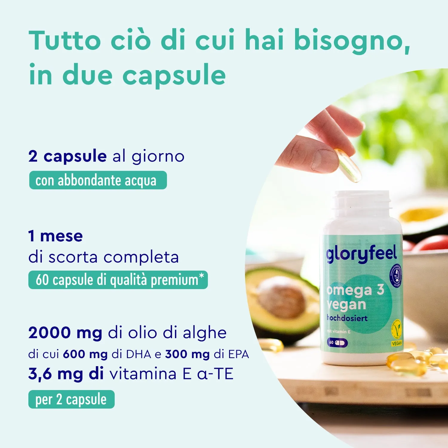 gloryfeel Omega 3 vegan capsule 60 cps vitamina E