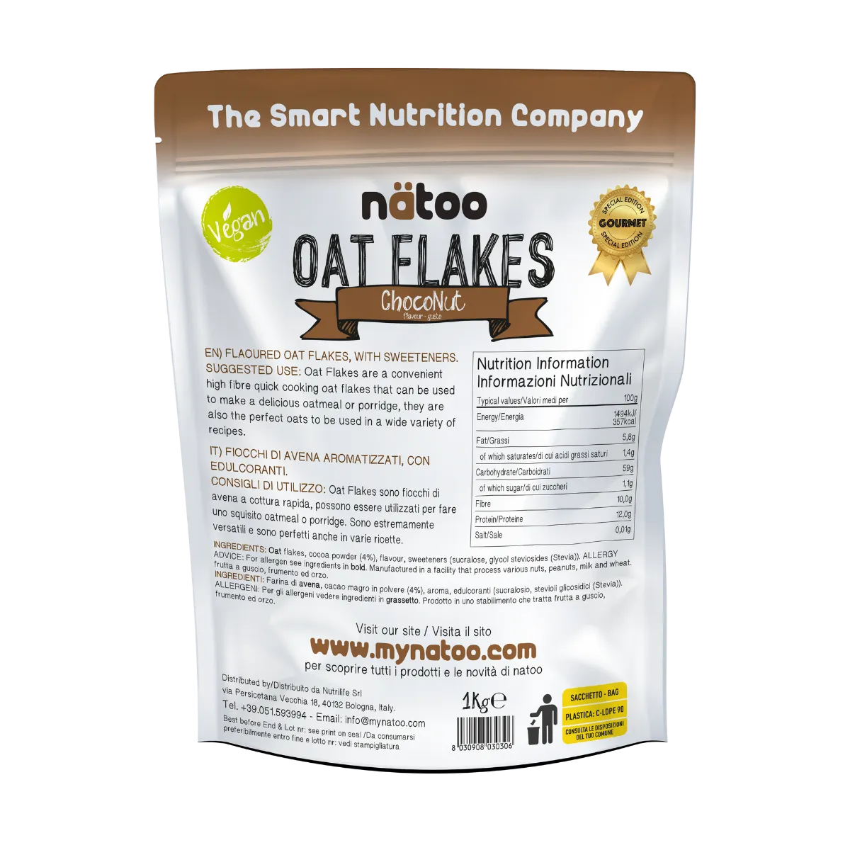 Natoo Oat Flakes fiocchi avena 1 kg gusto neutro porridge