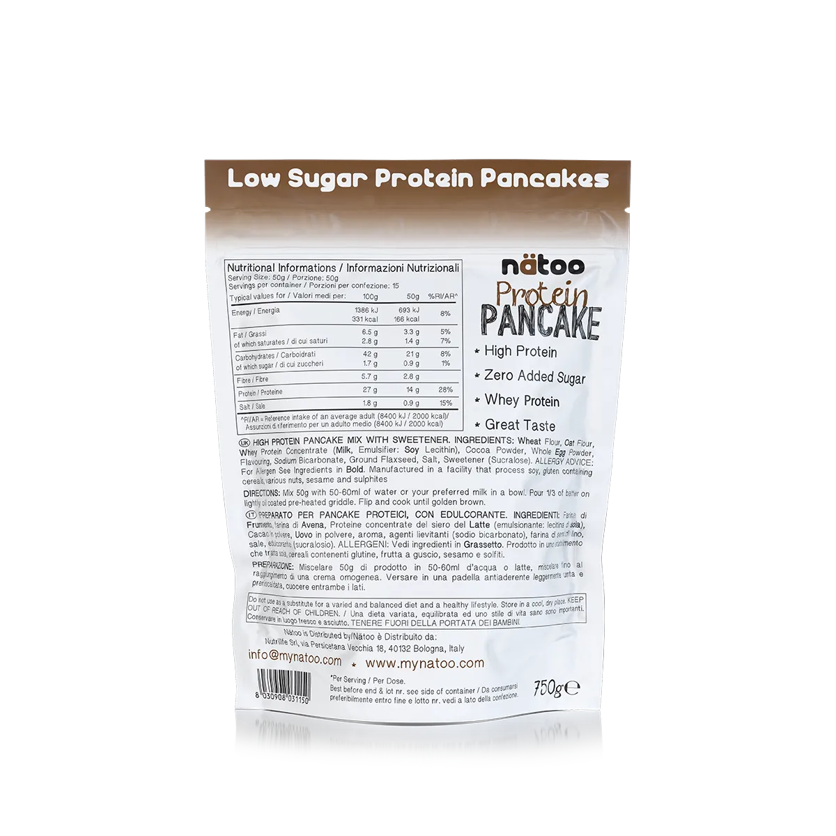 Natoo Food Pancake Proteici preparato 750g Buttermilk whey