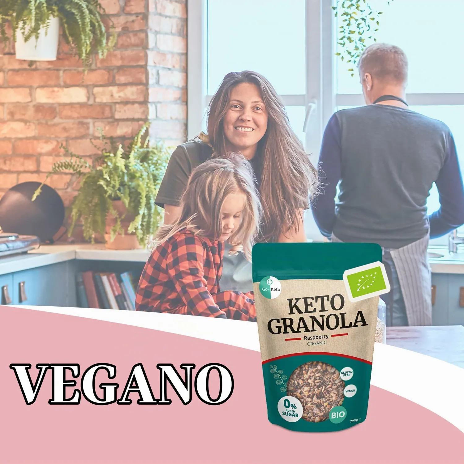 Go-Keto Bio Granola Raspberry granola lampone 290g low carb