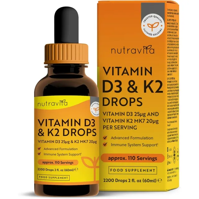 Nutravita Vitamina D3 K2 MK7 gocce 60ml 2200 gocce ossa