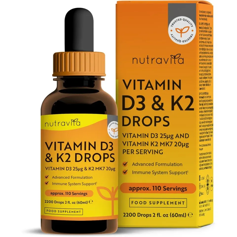 Nutravita Vitamina D3 K2 MK7 gocce 60ml 2200 gocce ossa