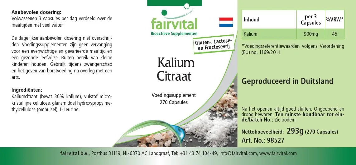 Fairvital Citrato di Potassio Capsule 270 pz Alto Dosaggio