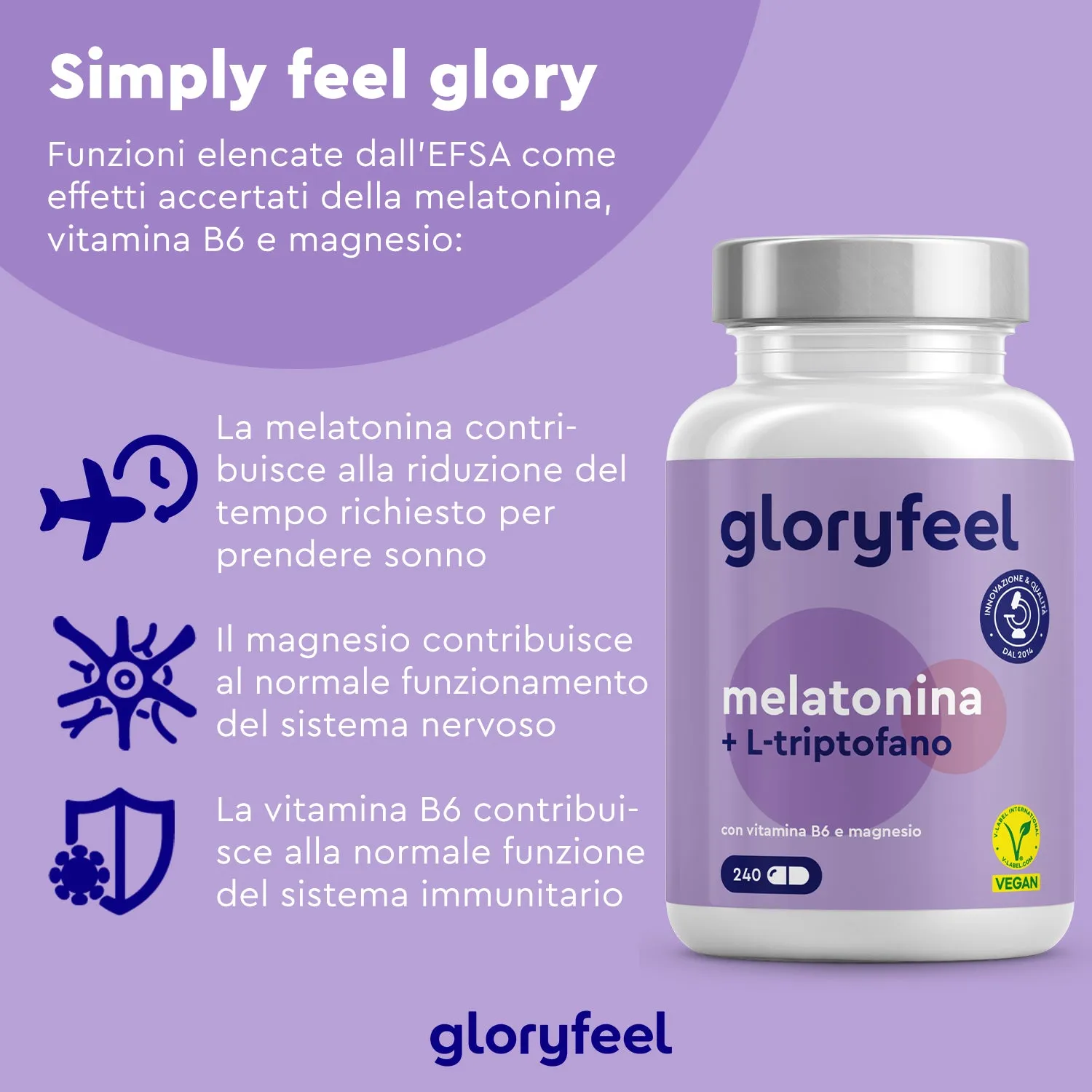 gloryfeel Melatonina Triptofano capsule 240 per sonno