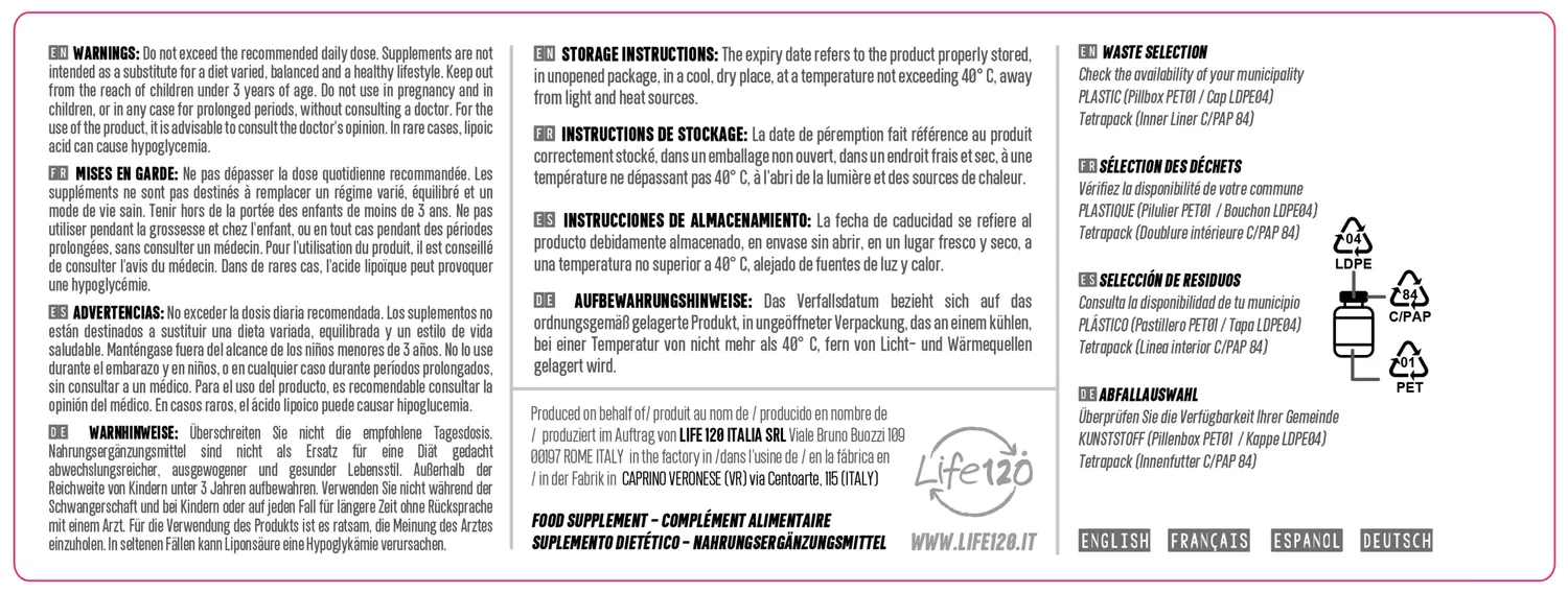 Life120 Aminoday aminoacidi compresse 90pz acido lipoico