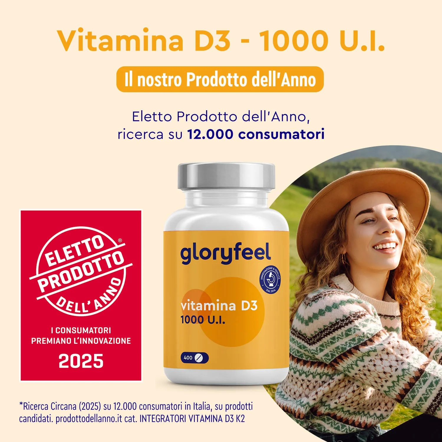 Gloryfeel Vitamina D3 1000 U.I. compresse vegetariane