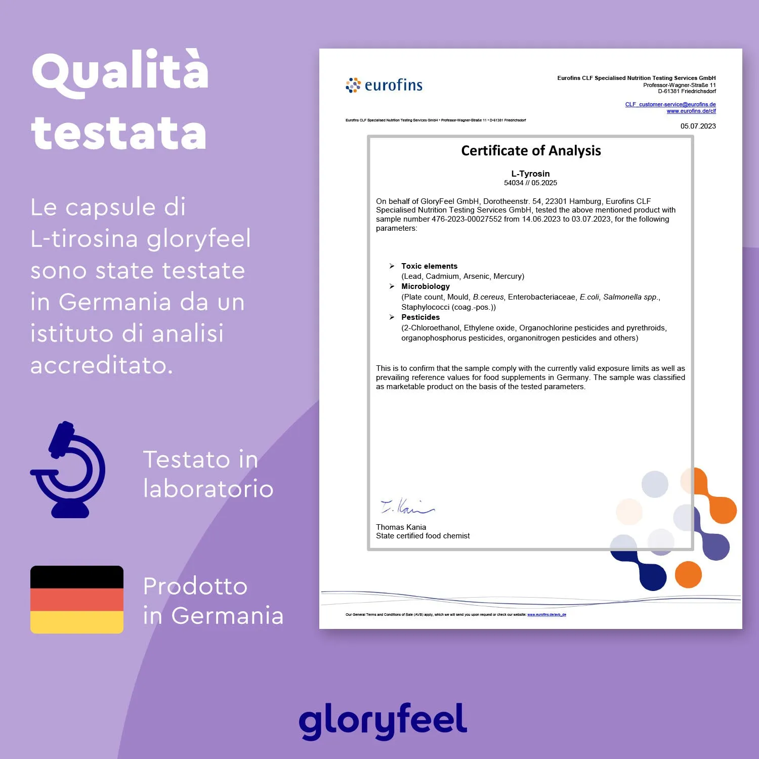 gloryfeel L-Tirosina Capsule 365pz focus B3 B12 vegan