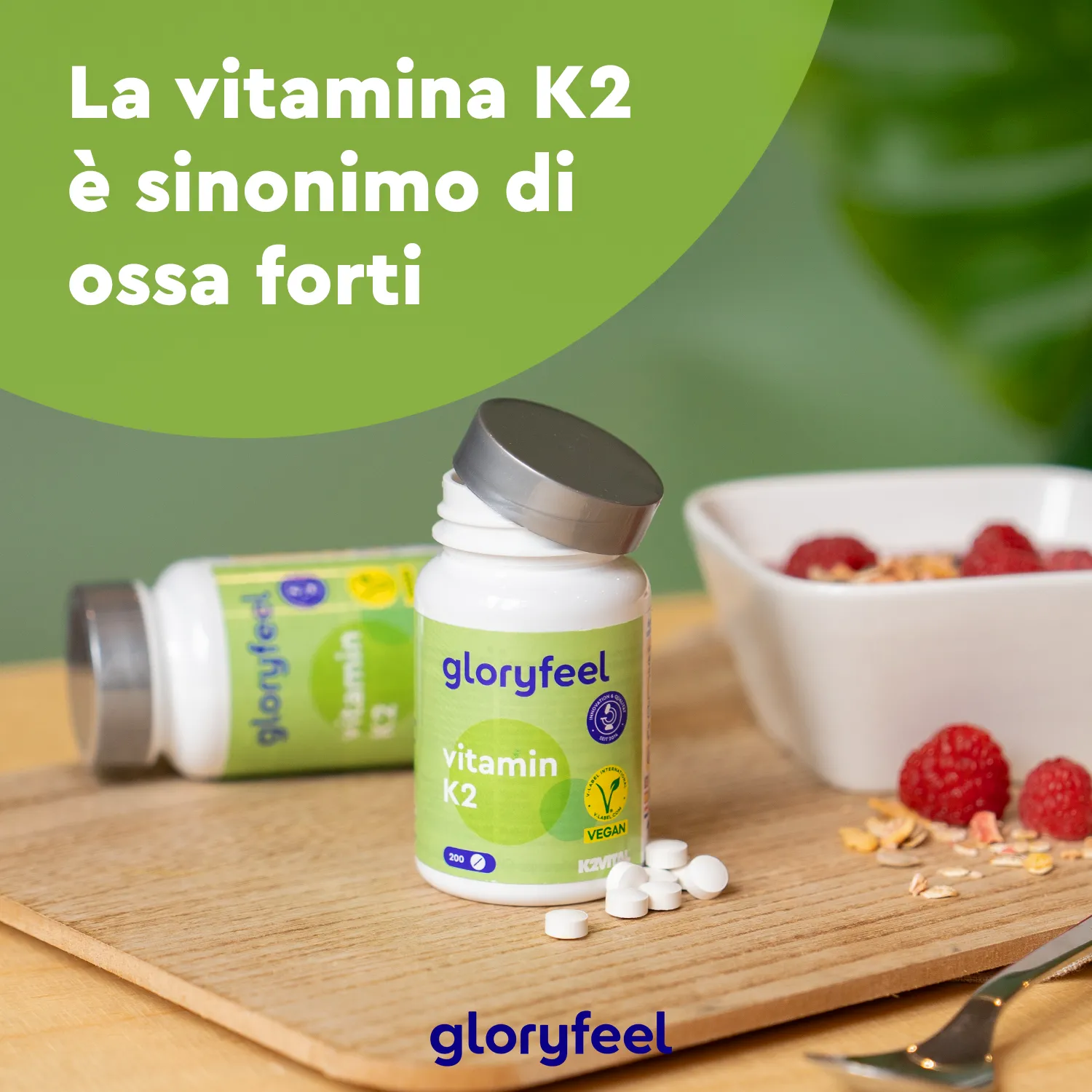 gloryfeel Vitamina K2 Integratore Compresse Vegan Ossa