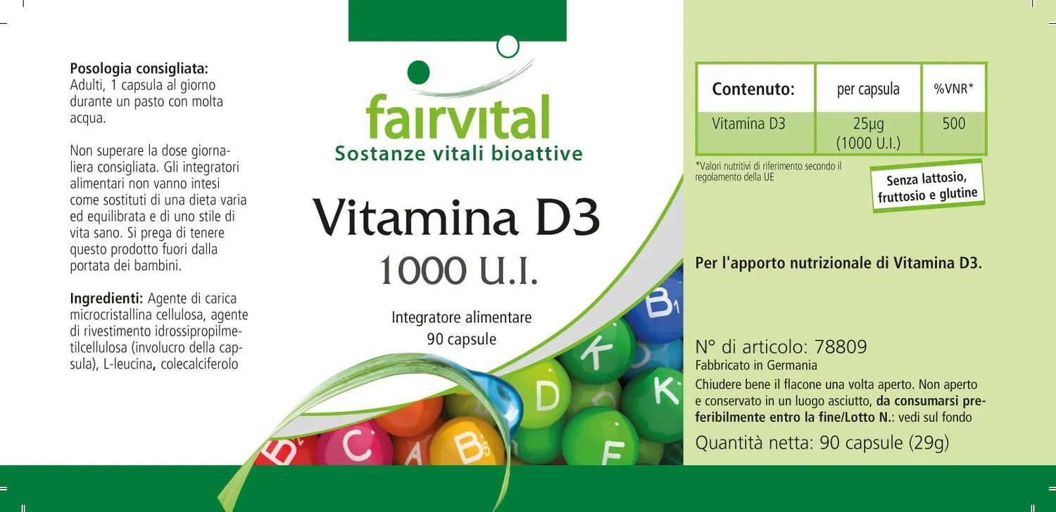Fairvital Vitamina D3 1000 UI capsule 90 pezzi 25 mcg