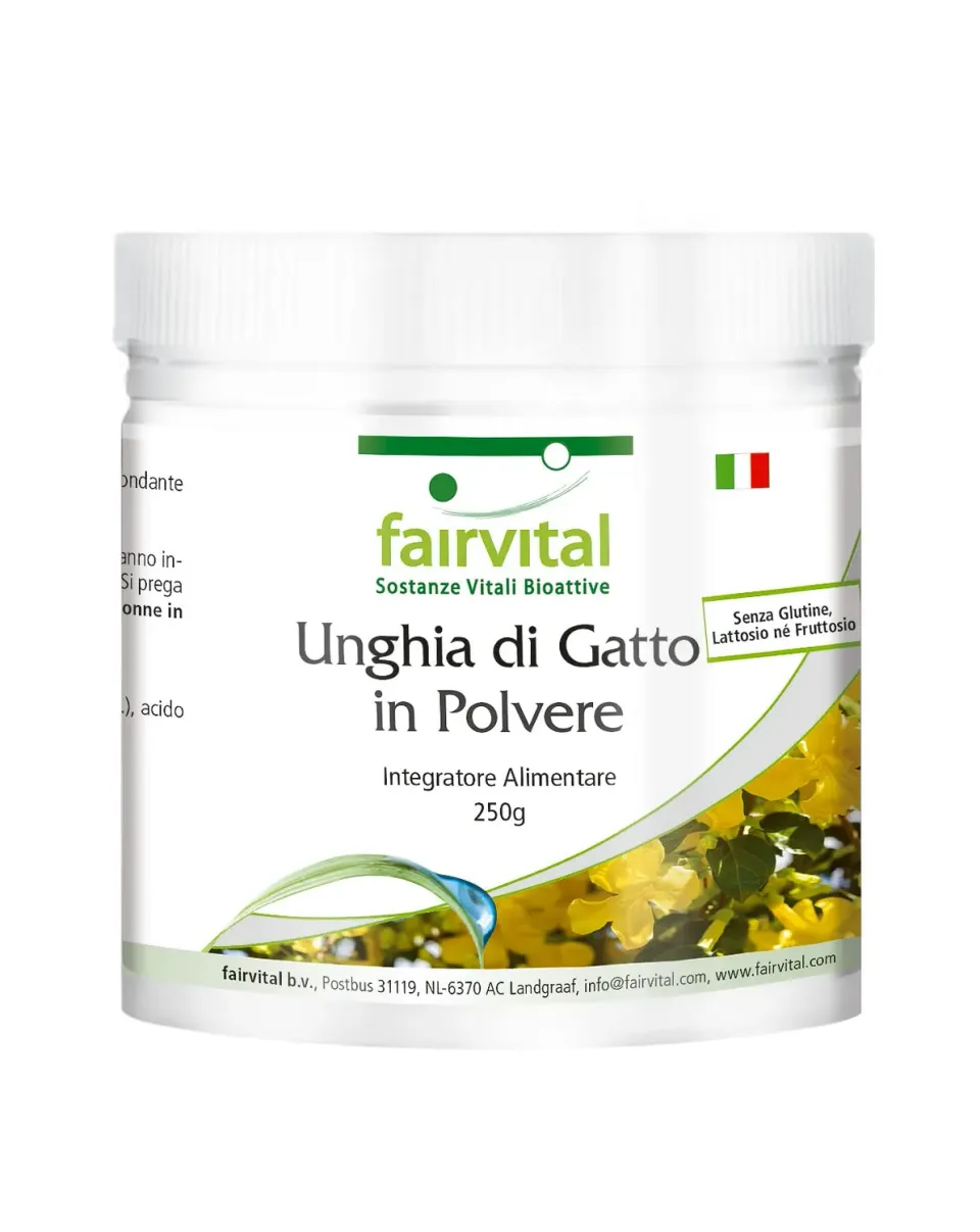 Fairvital Unghia di Gatto 1500mg polvere 250g con vitamina C