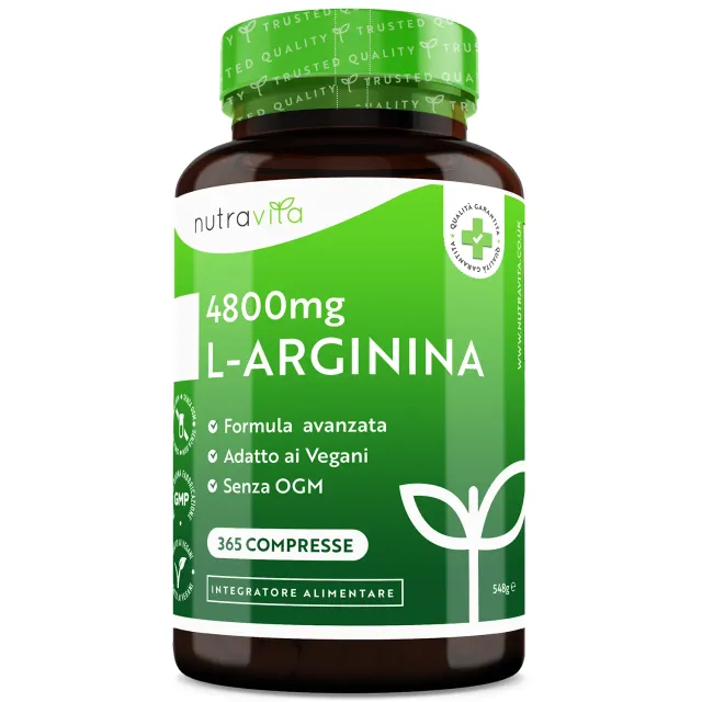 Nutravita L-Arginina 4800mg compresse vegane 365 pz alta dose