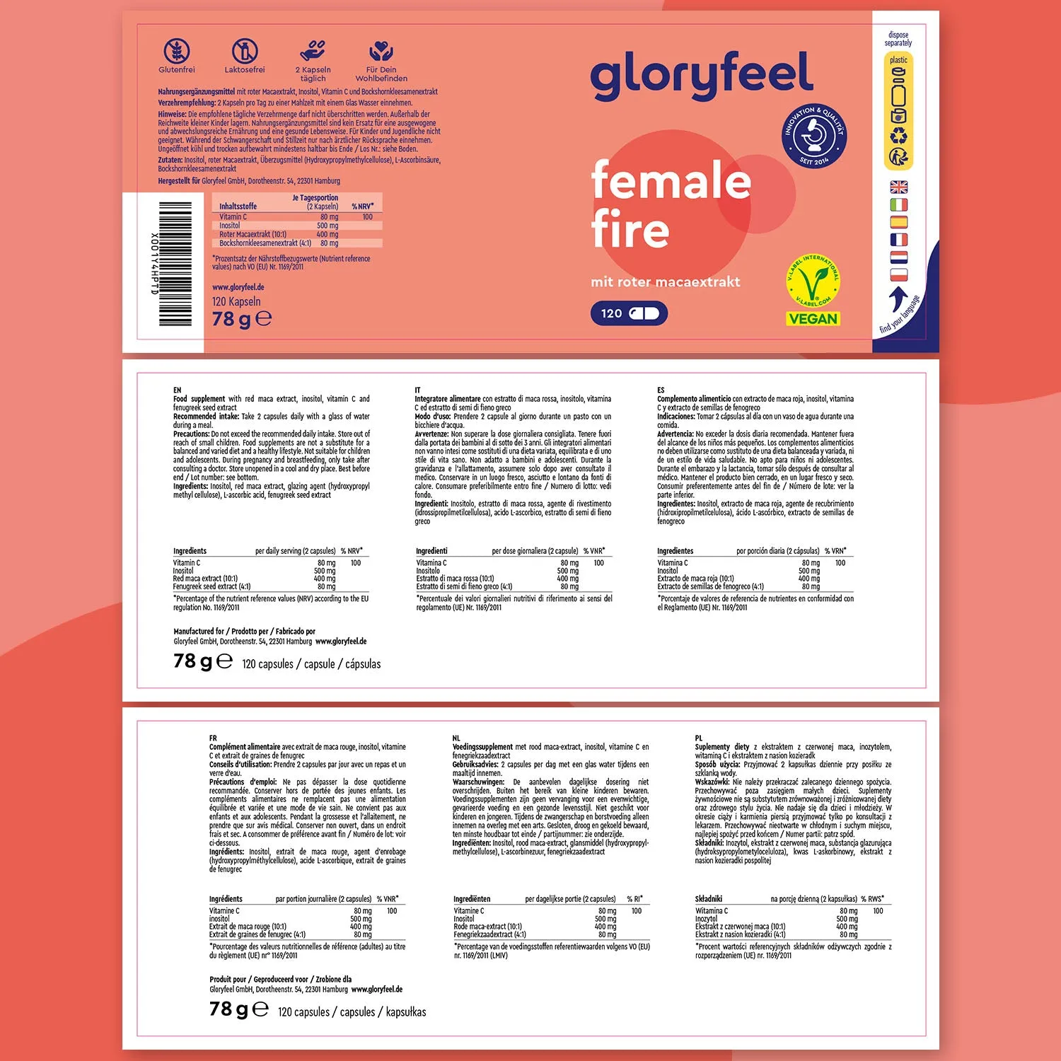 gloryfeel Female Fire Maca Rossa capsule equilibrio ormonale