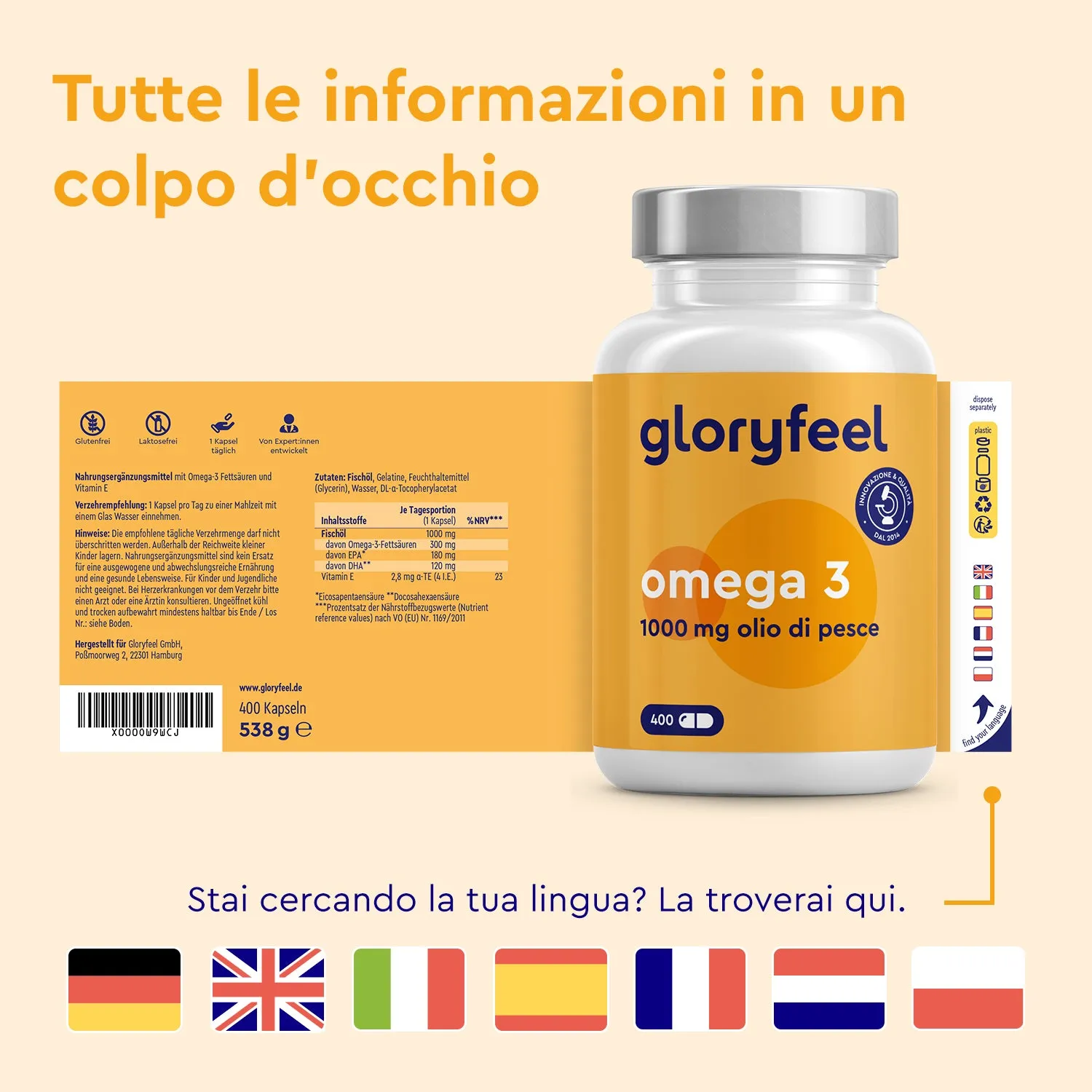 gloryfeel Omega 3 capsule 1000 mg 400 capsule EPA DHA
