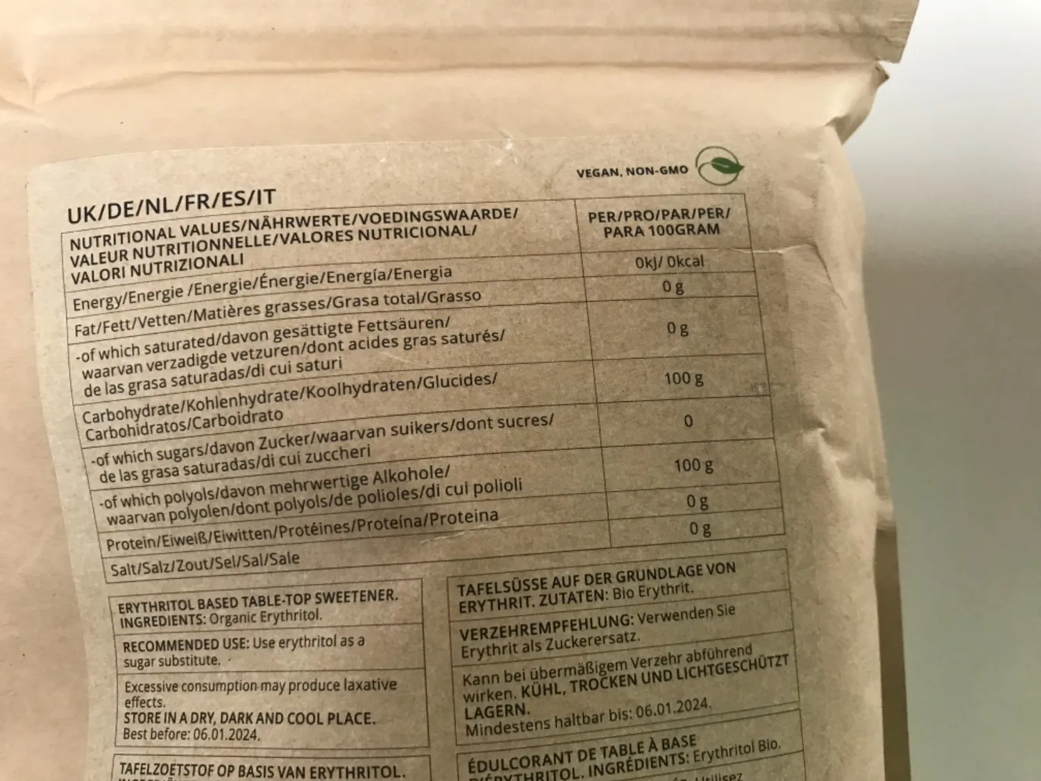 Go-Keto Eritritolo BIO dolcificante 1000 g zero calorie
