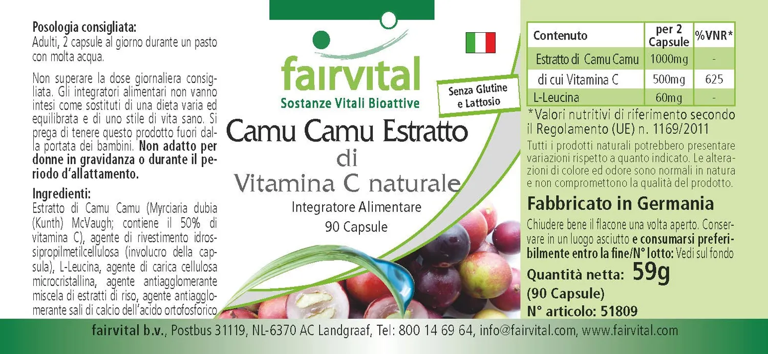 Fairvital Camu Camu 1000 mg capsule 90 pezzi vitamina C naturale