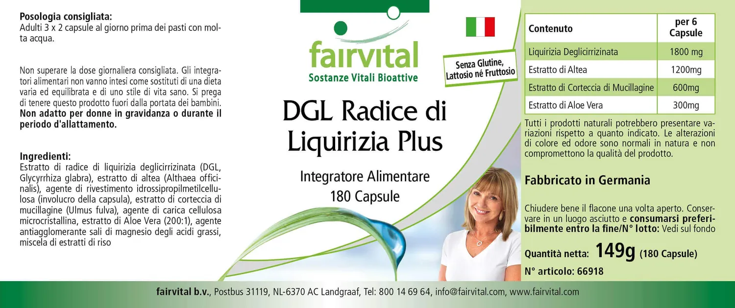 Fairvital DGL Plus Liquirizia capsule 180 pz vegano