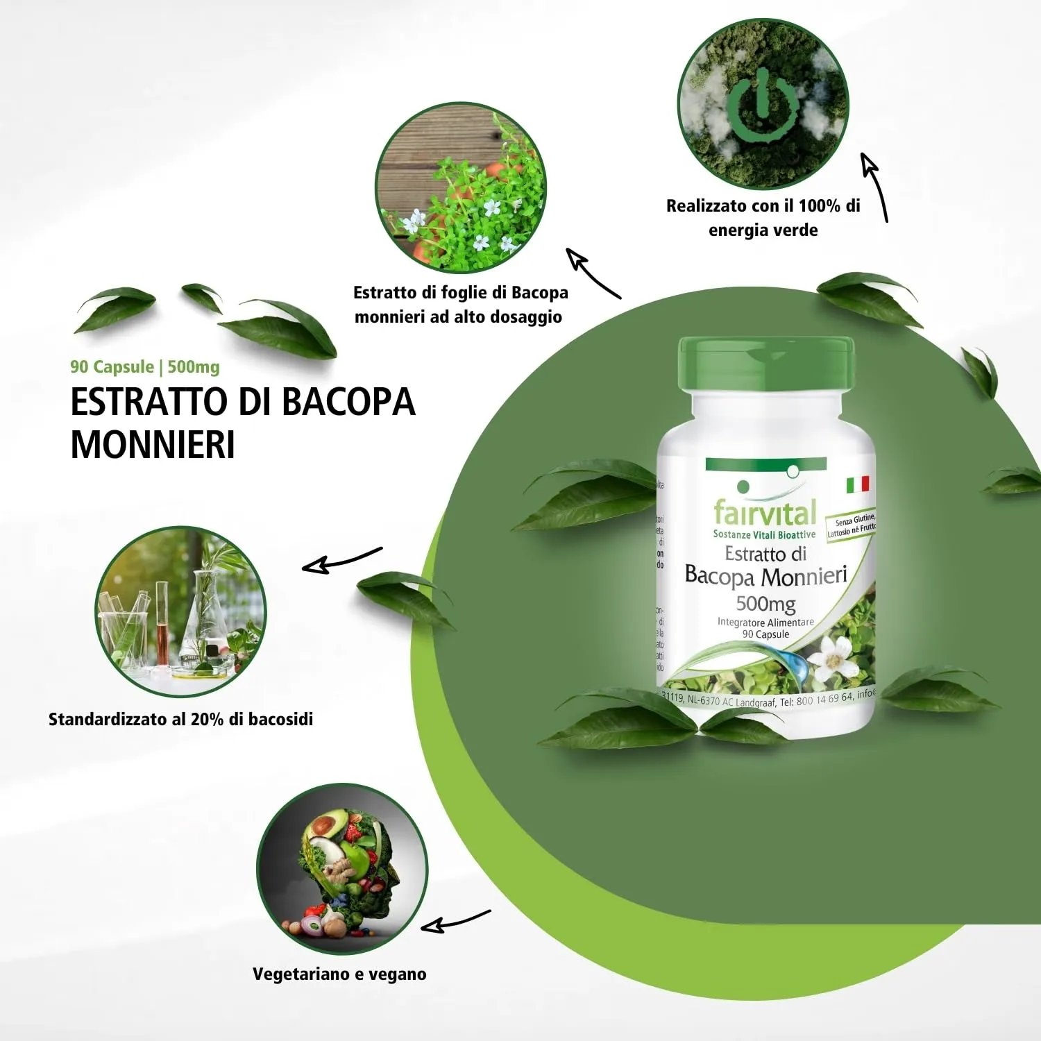 Fairvital Bacopa Monnieri 500 mg Capsule 90 pz Vegane
