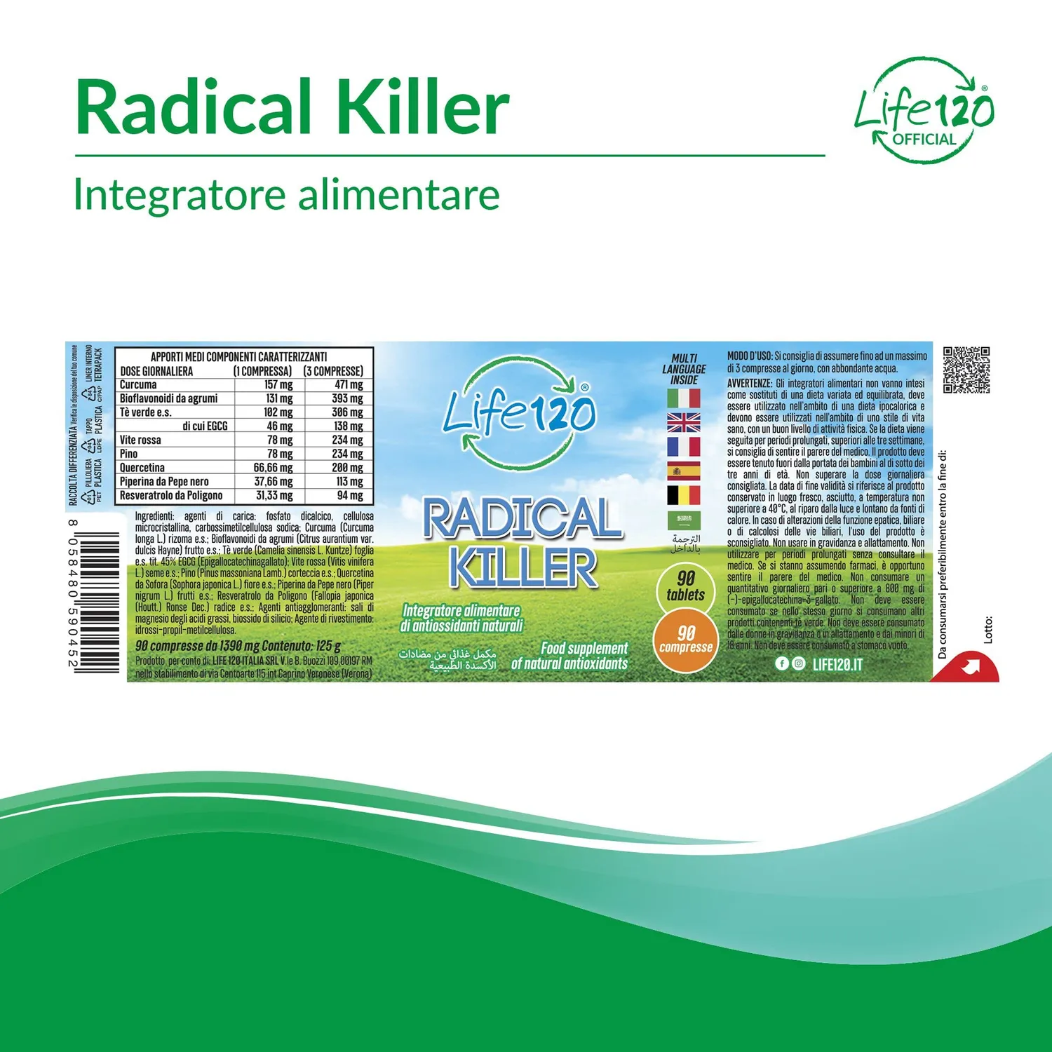 Life 120 Radical Killer compresse 90 antiossidante naturale