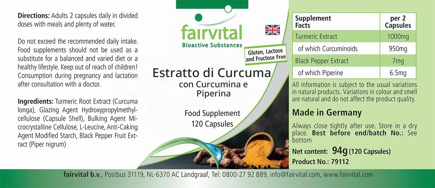 Fairvital Curcuma 500mg 120 capsule curcumina piperina