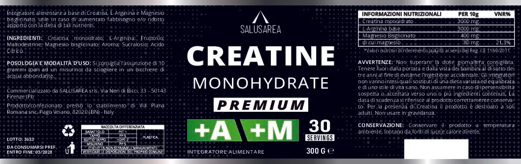 Algilife Creatine Premium Polvere 300 g Arginina Magnesio