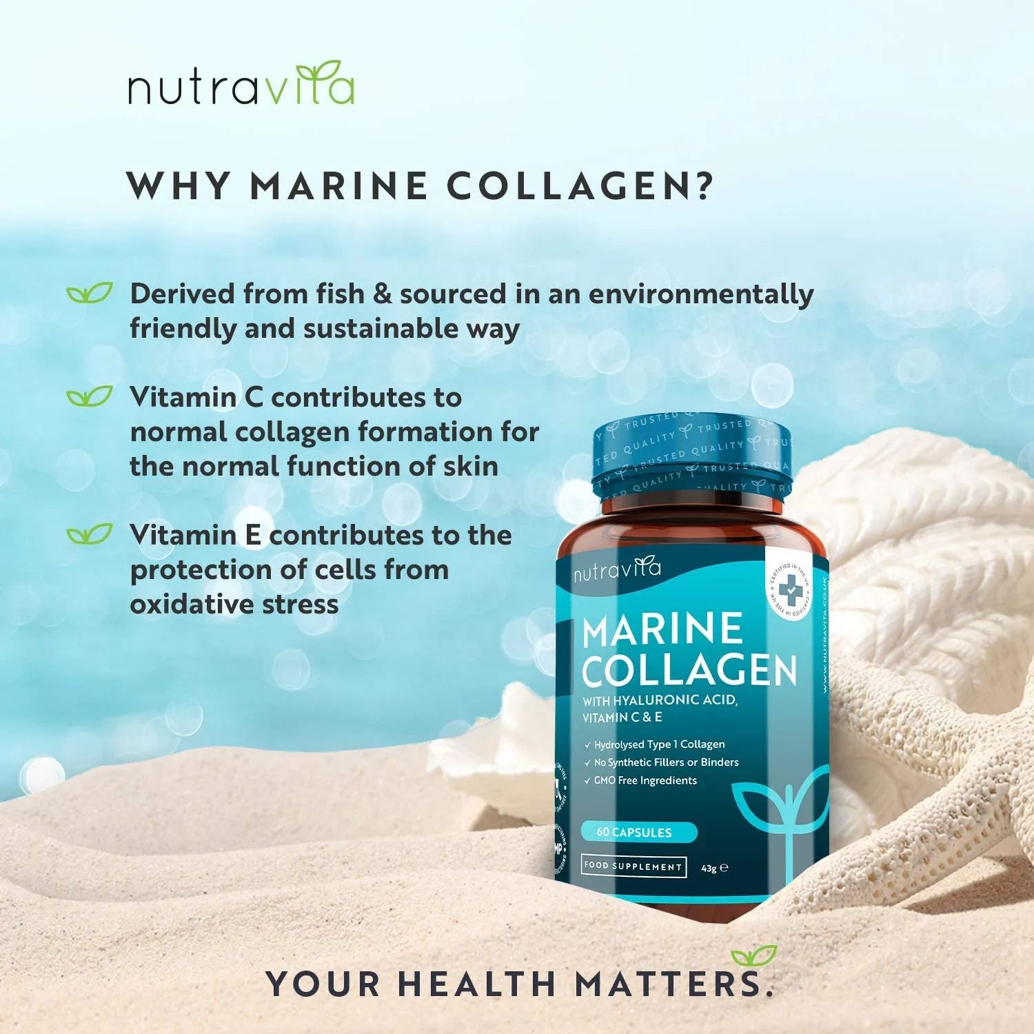 Nutravita Collagene Marino 1000mg 60 Capsule Acido Ialuronico