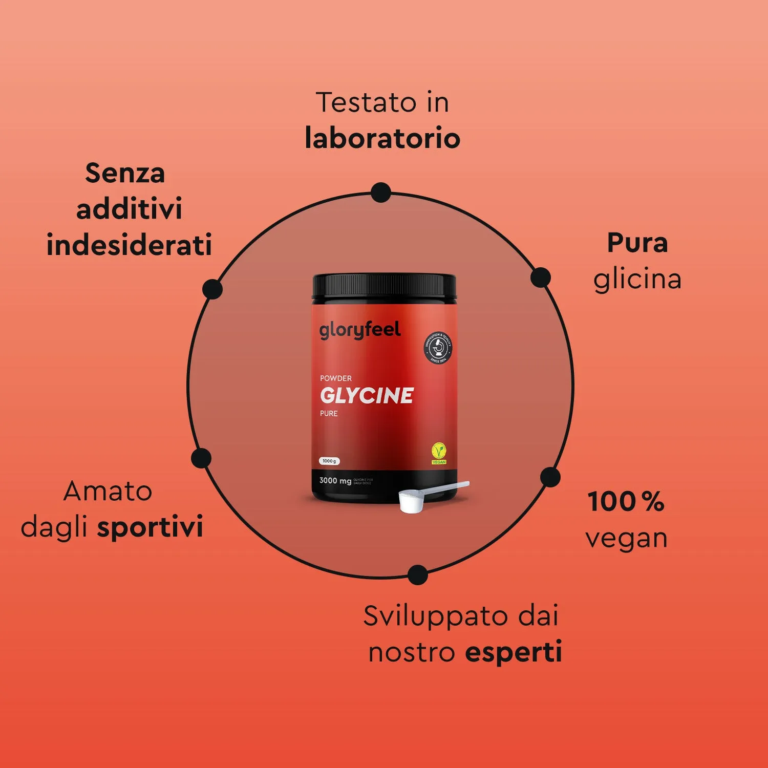 gloryfeel L-Glicina in polvere aminoacido puro