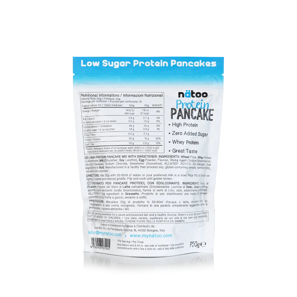Natoo Food Pancake Proteici preparato 750g Buttermilk whey