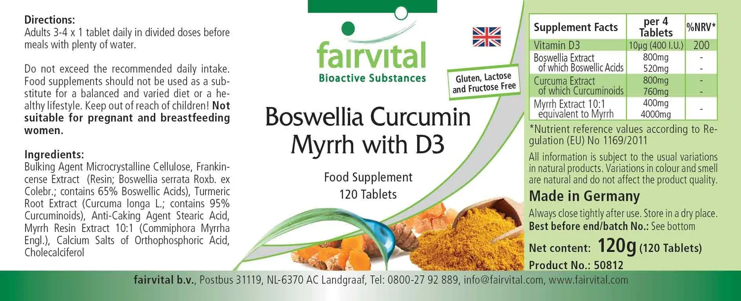 Fairvital Incenso Curcuma Mirra D3 compresse 120 alto dosaggio