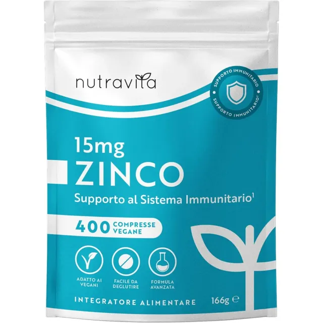 Nutravita Zinco 15mg 400 compresse vegane immunitarie