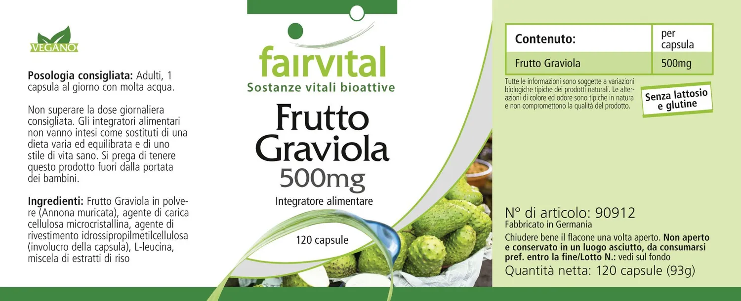 Fairvital Graviola 500 mg capsule 120 capsule vegane