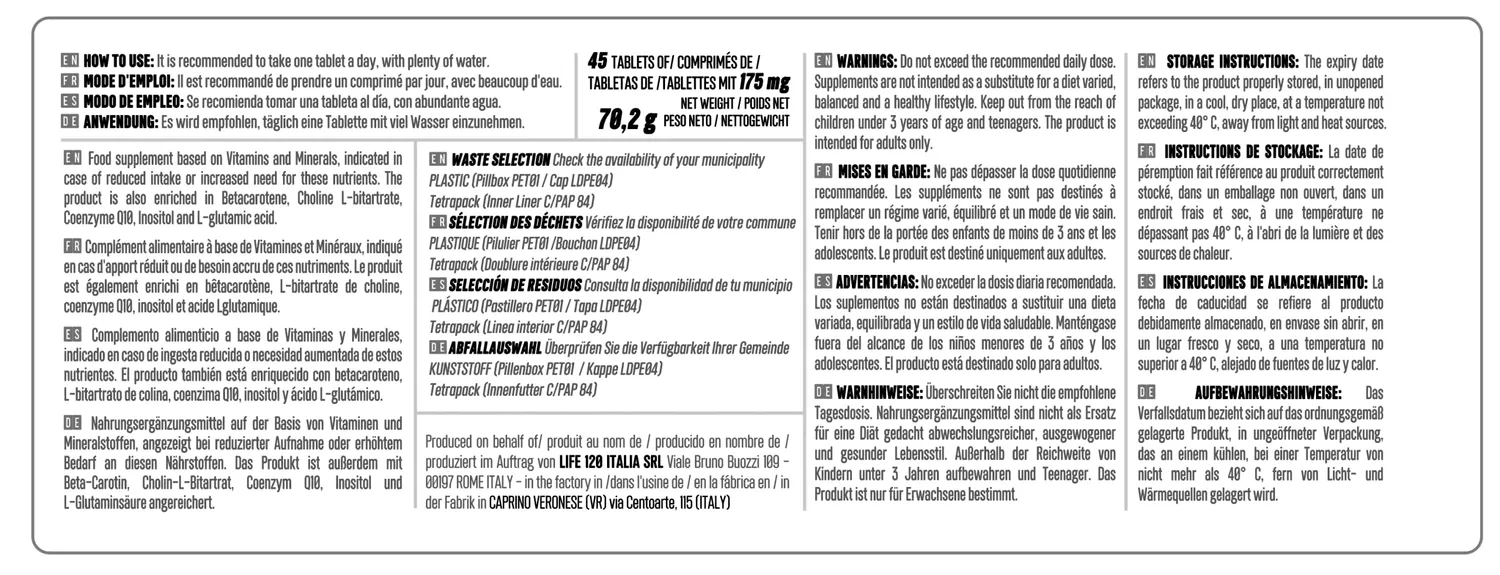 Life 120 Multivitaminico compresse 45 compresse con minerali