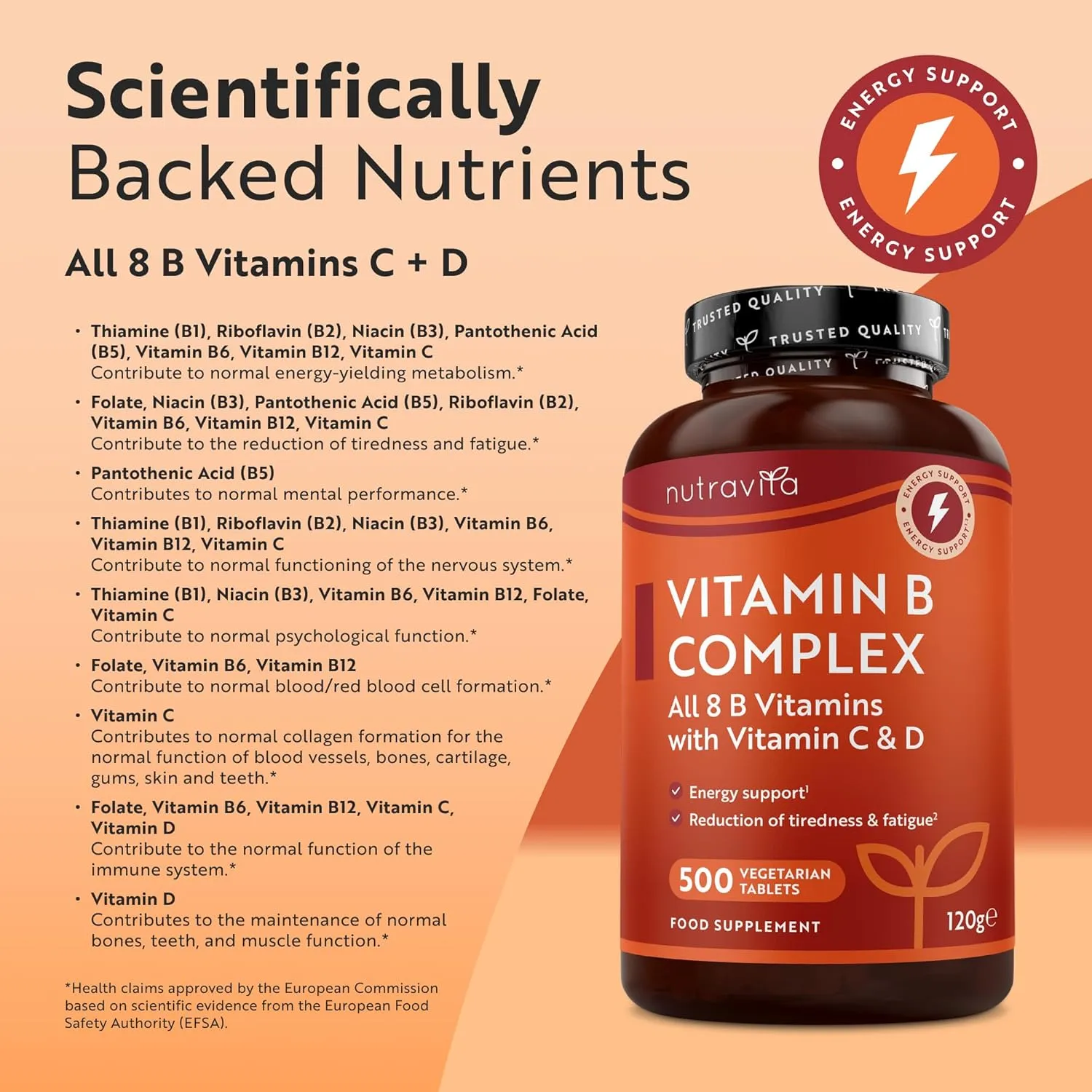 Nutravita Vitamina B Complex con C+D 500 compresse energia