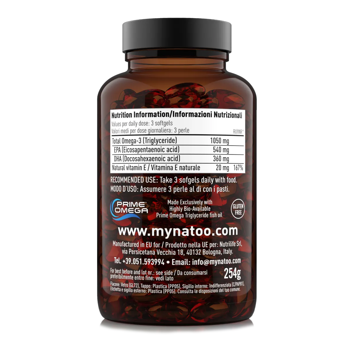 Natoo Essentials Omega-3 Integratore 60 Perle EPA DHA Vetro