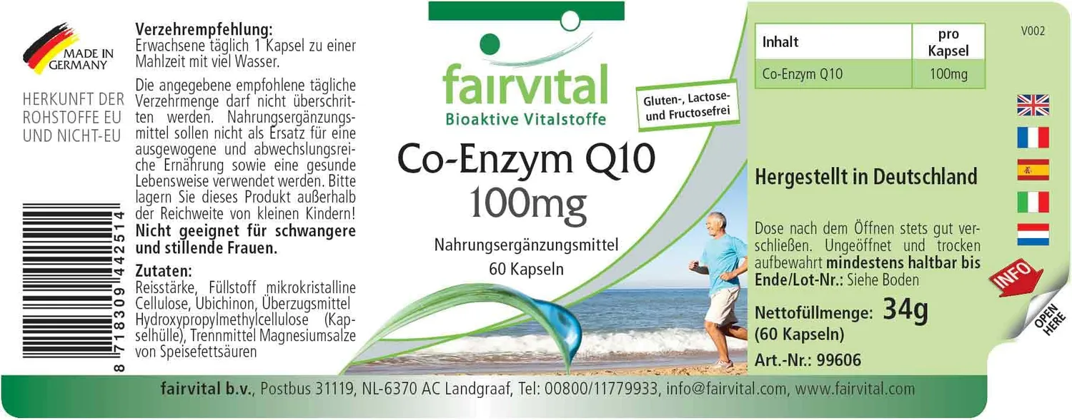 Fairvital Coenzima Q10 100 mg capsule 60 vegane alto dosaggio