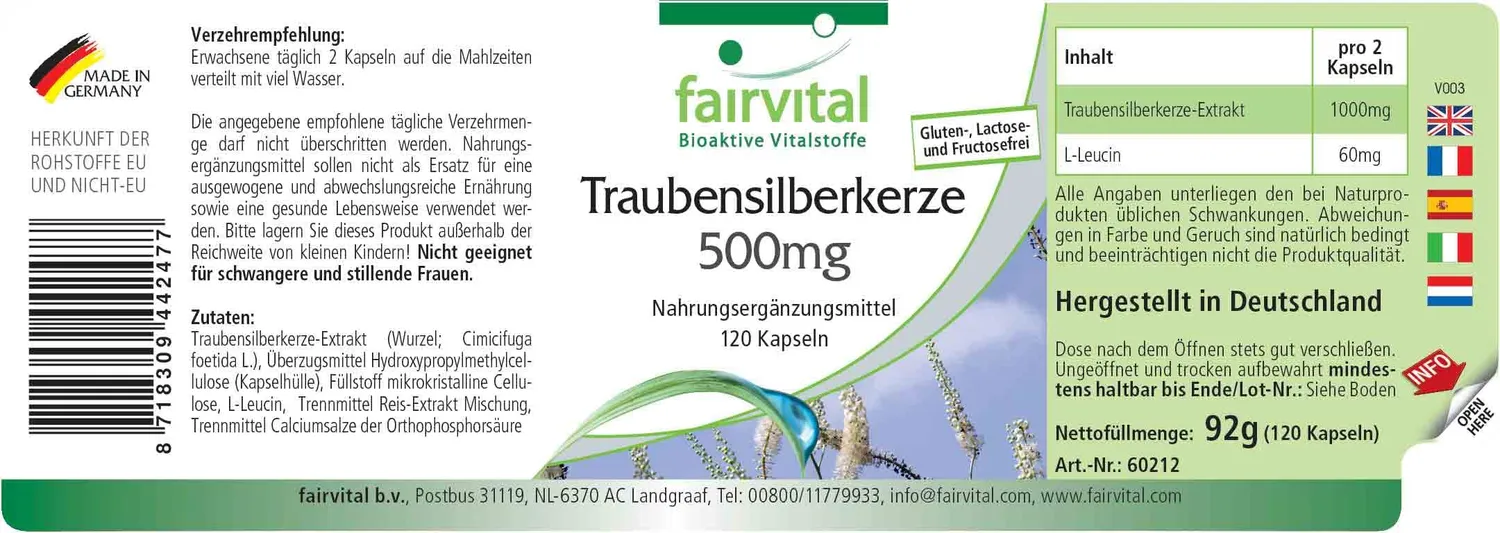 Fairvital Cimicifuga 500 mg Capsule 120 donne