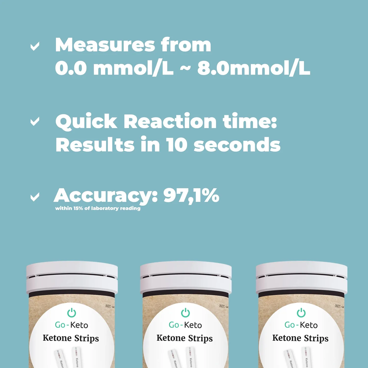 Go-Keto Strisce Reattive Chetoni 25 pezzi per meter
