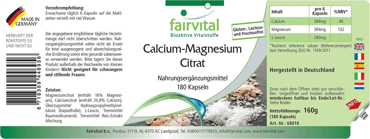 fairvital Cal-Mag citrato calcio magnesio 180 capsule